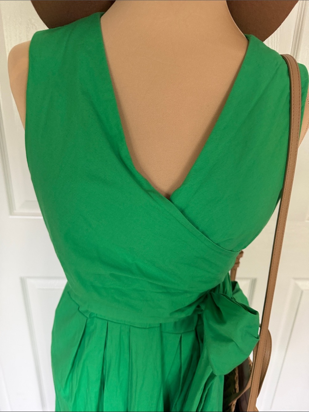 J.JCrew Kelly Green Wrap Dress with Side Tie Cotton dress - Picture 6 of 13